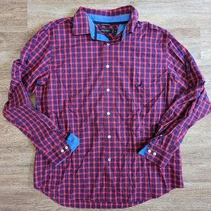 Nautica slim fit plaid collared wrinkle resistant button-down